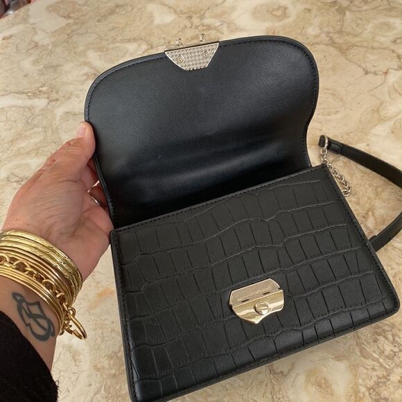 Convertible Two-Way Faux Croc Embossed Leather Shoulder / Hand Bag As New - Picture 11 of 12